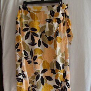 RACHEL ZOE White/Multi-Color FLORAL Print Faux WRAP LINEN Skirt Sz SMALL